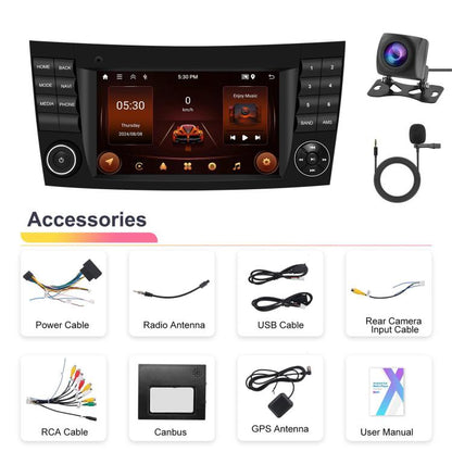 7 inch Horizontal Screen 2+64G Bluetooth Car Player Carplay Car Center Control Integrated Machine For Mercedes-Benz W211 / E200 / E220 / CLS350 / CLS500, Spec: Standard+AHD+Mic - Car MP3 & MP4 & MP5 by buy2fix | Online Shopping UK | buy2fix