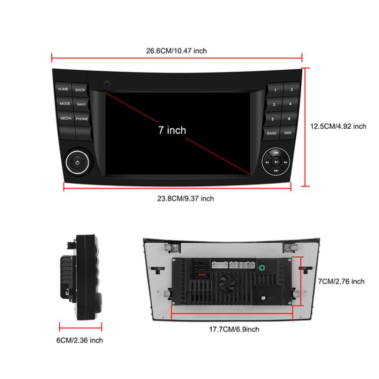 7 inch Horizontal Screen 2+64G Bluetooth Car Player Carplay Car Center Control Integrated Machine For Mercedes-Benz W211 / E200 / E220 / CLS350 / CLS500, Spec: Standard - Car MP3 & MP4 & MP5 by buy2fix | Online Shopping UK | buy2fix