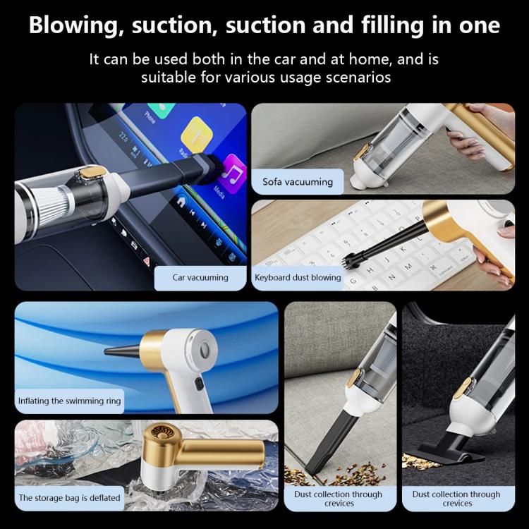 SUITU ST-6692Plus Car Power Suction Vacuum Cleaner Household Handheld Small Vacuum Cleaner(White Gold) - Vacuum Cleaner by SUITU | Online Shopping UK | buy2fix