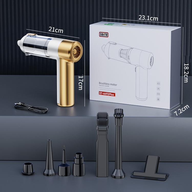 SUITU ST-6692Plus Car Power Suction Vacuum Cleaner Household Handheld Small Vacuum Cleaner(White Gold) - Vacuum Cleaner by SUITU | Online Shopping UK | buy2fix
