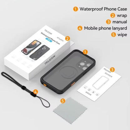 For iPhone 16 Pro TELESIN IP68 Waterproof Case Submersible Touchscreen Phone Cover - iPhone 16 Pro Cases by TELESIN | Online Shopping UK | buy2fix