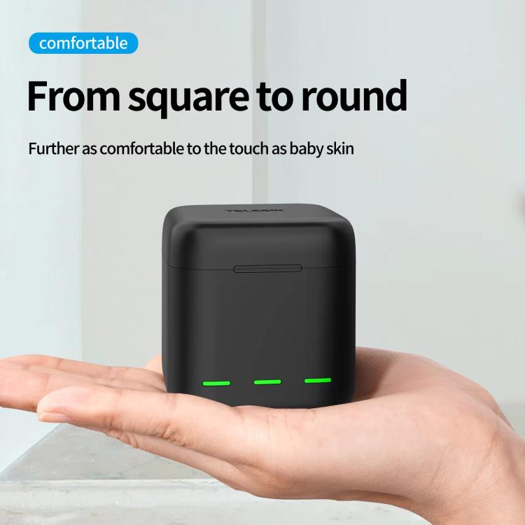 For GoPro HERO13 Black TELESIN 3 Slots Charging Case Compact Storage Box(Black) - Charger by TELESIN | Online Shopping UK | buy2fix