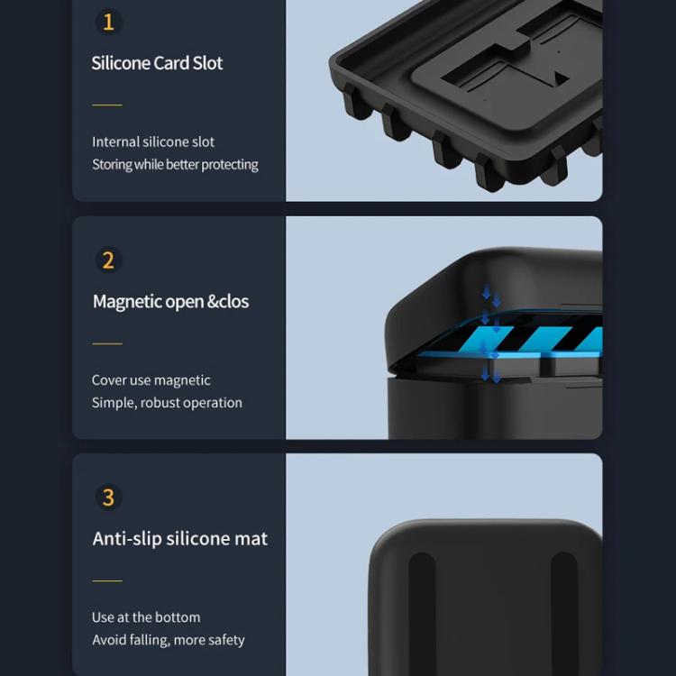 For GoPro HERO13 Black TELESIN 3 Slots Charging Case Compact Storage Box(Black) - Charger by TELESIN | Online Shopping UK | buy2fix