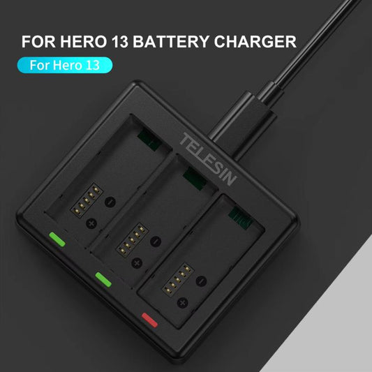 For GoPro HERO13 Black TELESIN 3 Slots Charging Base Action Camera Accessories(Black) - Charger by TELESIN | Online Shopping UK | buy2fix