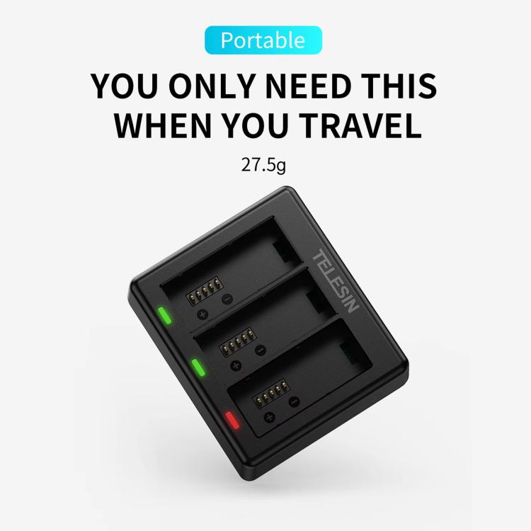For GoPro HERO13 Black TELESIN 3 Slots Charging Base Action Camera Accessories(Black) - Charger by TELESIN | Online Shopping UK | buy2fix