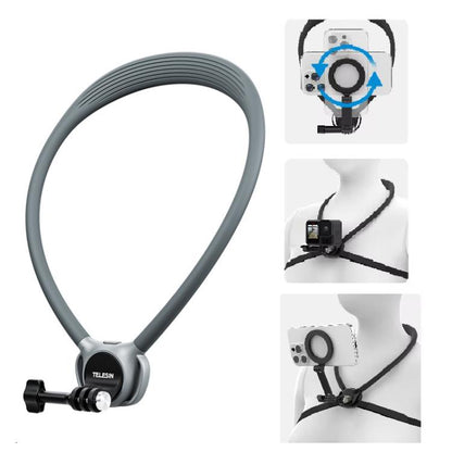 TELESIN Action Camera Neck Holder SE2.0 POV Perspective Bracket With Adjustable Chest Strap(Gray) - Holder by TELESIN | Online Shopping UK | buy2fix