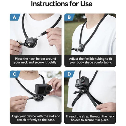 TELESIN Action Camera Neck Holder SE2.0 POV Perspective Bracket With Adjustable Chest Strap(Black) - Holder by TELESIN | Online Shopping UK | buy2fix