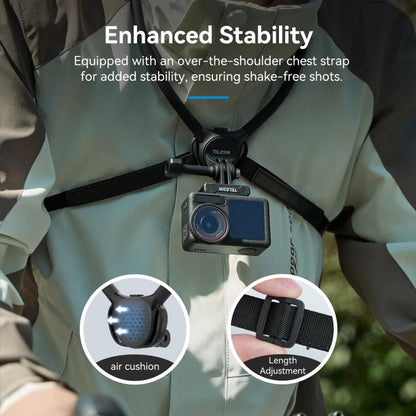 TELESIN Action Camera Neck Holder SE2.0 POV Perspective Bracket With Adjustable Chest Strap(Gray) - Holder by TELESIN | Online Shopping UK | buy2fix