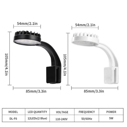 220V 5W Blue White Aquarium LED Clip Light with 12 LEDs USB Powered Mini Fish Tank Light for Aquatic Plants, Water Grass & Small Tanks(White) - Fish Tank Lamps by buy2fix | Online Shopping UK | buy2fix