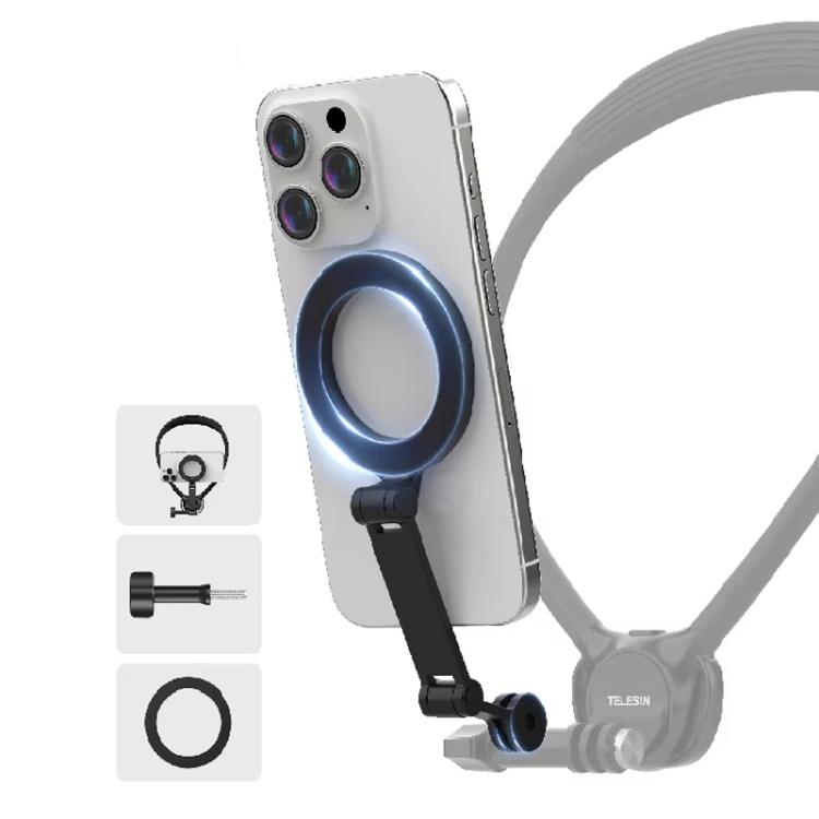 TELESIN Mobile Phone Magnetic Stand Two Claw Adapter Compatible with Chest Strap, Backpack Clip, Neck Mount(Black) - Stand by TELESIN | Online Shopping UK | buy2fix