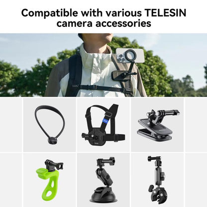 TELESIN Mobile Phone Magnetic Stand Two Claw Adapter Compatible with Chest Strap, Backpack Clip, Neck Mount(Black) - Stand by TELESIN | Online Shopping UK | buy2fix