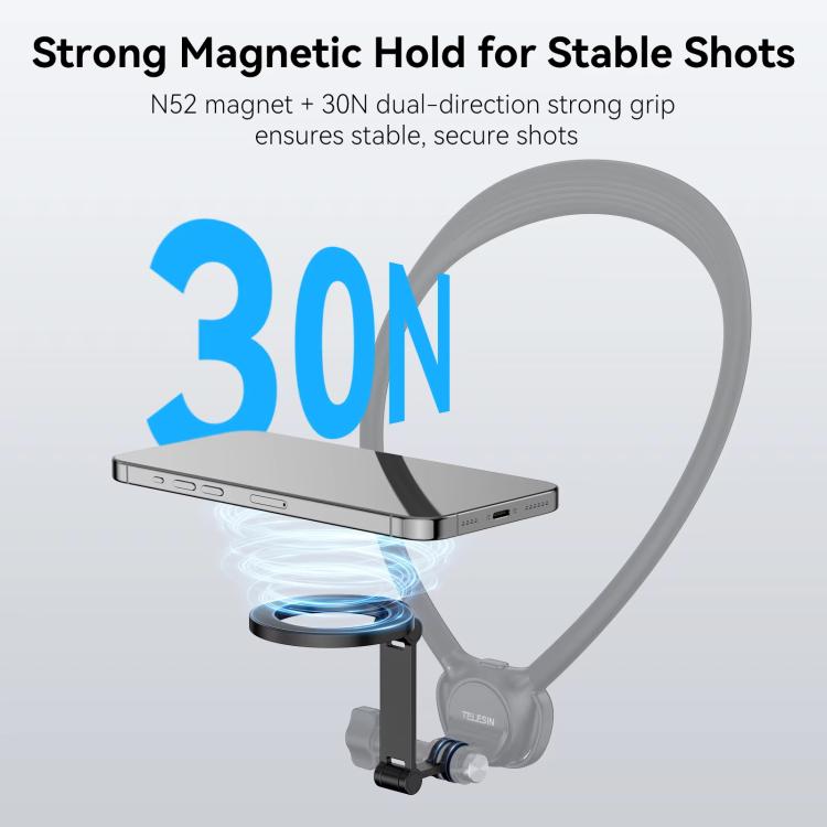 TELESIN Mobile Phone Magnetic Stand Two Claw Adapter Compatible with Chest Strap, Backpack Clip, Neck Mount(Black) - Stand by TELESIN | Online Shopping UK | buy2fix