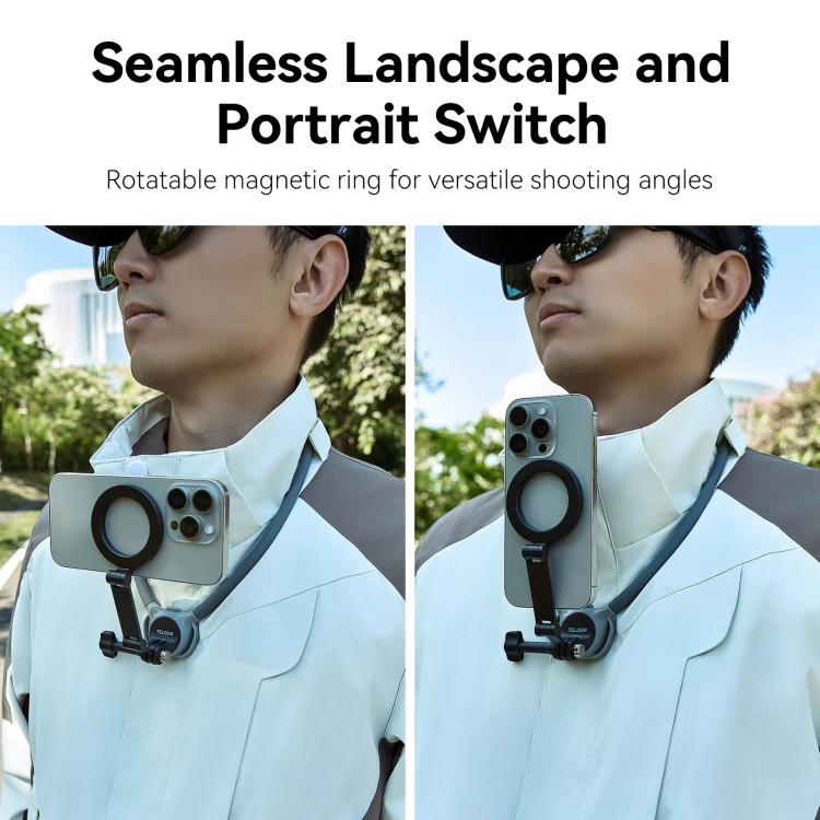 TELESIN Mobile Phone Magnetic Stand Two Claw Adapter Compatible with Chest Strap, Backpack Clip, Neck Mount(Black) - Stand by TELESIN | Online Shopping UK | buy2fix