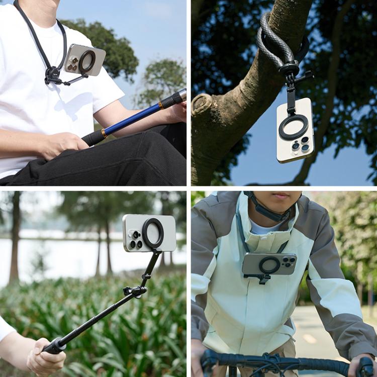 TELESIN Mobile Phone Magnetic Stand Two Claw Adapter Compatible with Chest Strap, Backpack Clip, Neck Mount(Black) - Stand by TELESIN | Online Shopping UK | buy2fix