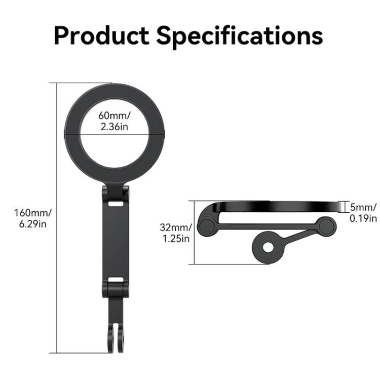 TELESIN Mobile Phone Magnetic Stand Two Claw Adapter Compatible with Chest Strap, Backpack Clip, Neck Mount(Black) - Stand by TELESIN | Online Shopping UK | buy2fix