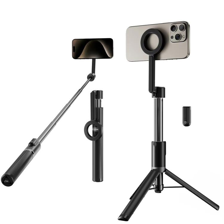 TELESIN 1.3m Magnetic Selfie Stick Tripod Phone Stand for Outdoor Vlog & Live Streaming with Bluetooth Remote(Black) - Stand by TELESIN | Online Shopping UK | buy2fix