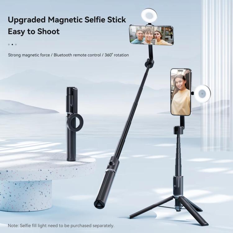 TELESIN 1.3m Magnetic Selfie Stick Tripod Phone Stand for Outdoor Vlog & Live Streaming with Bluetooth Remote(Black) - Stand by TELESIN | Online Shopping UK | buy2fix