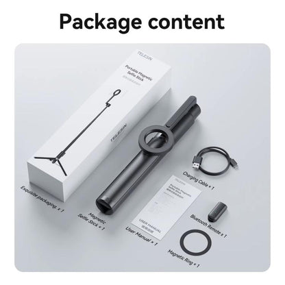 TELESIN 1.3m Magnetic Selfie Stick Tripod Phone Stand for Outdoor Vlog & Live Streaming with Bluetooth Remote(Black) - Stand by TELESIN | Online Shopping UK | buy2fix