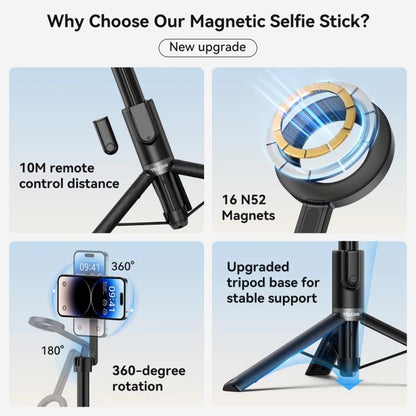 TELESIN 1.3m Magnetic Selfie Stick Tripod Phone Stand for Outdoor Vlog & Live Streaming with Bluetooth Remote(Black) - Stand by TELESIN | Online Shopping UK | buy2fix