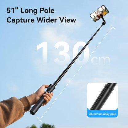 TELESIN 1.3m Magnetic Selfie Stick Tripod Phone Stand for Outdoor Vlog & Live Streaming with Bluetooth Remote(Black) - Stand by TELESIN | Online Shopping UK | buy2fix