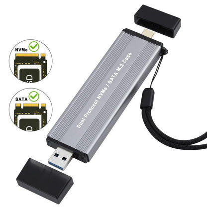 NVMe / SATA M.2 10Gbps USB3.1 Gen2 NVMe Hard Drive Enclosure With Direct Plug USB + Type-C Dual Interface - HDD Enclosure by buy2fix | Online Shopping UK | buy2fix