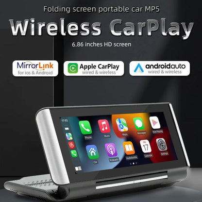 6.86 Inch Foldable Portable Bluetooth Car MP5 Player With MirrorLink/CarPlay/Android Auto Support, Spec: B5370+4LEDs Reversing Camera - Car MP3 & MP4 & MP5 by buy2fix | Online Shopping UK | buy2fix