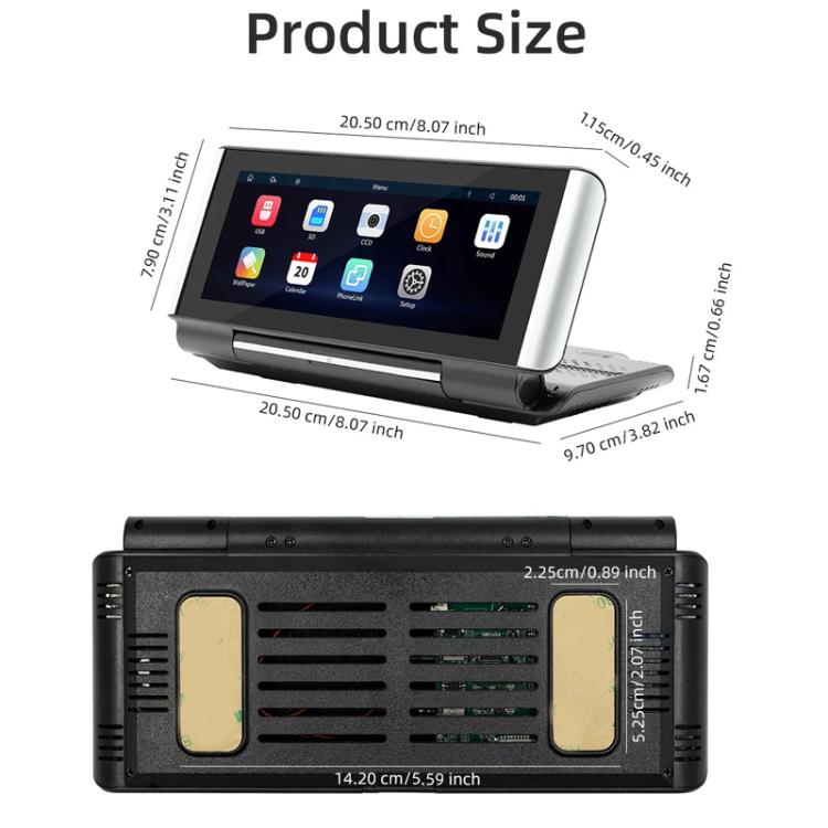 6.86 Inch Foldable Portable Bluetooth Car MP5 Player With MirrorLink/CarPlay/Android Auto Support, Spec: B5370+12LEDs Reversing Camera - Car MP3 & MP4 & MP5 by buy2fix | Online Shopping UK | buy2fix