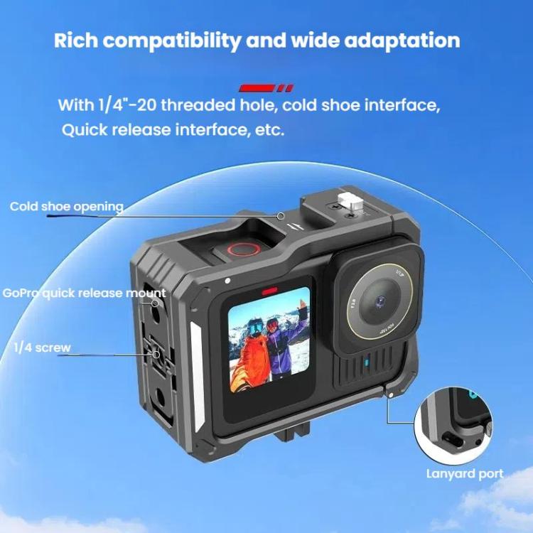 HEPAIL AC68 Aluminum Alloy Rabbit Cage Frame For GoPro HERO13 Black /12 Black /11 Black /10 Black /9 Black - Metal Cases by HEPAIL | Online Shopping UK | buy2fix