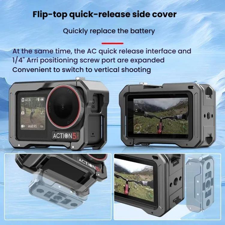 For DJI Osmo Action 5 Pro / 4 / 3 HEPAIL AC70 Metal Rabbit Cage - Protection Frame by HEPAIL | Online Shopping UK | buy2fix