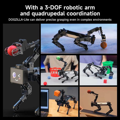 YAHBOOM DOGZILLA-Lite AI-Powered Bionic Robotic Dog 15-DOF Desktop Companion With Robotic Arm, Raspberry Pi Controlled, Multimodal AI & Visual Interaction - Robotics Accessories by YAHBOOM | Online Shopping UK | buy2fix