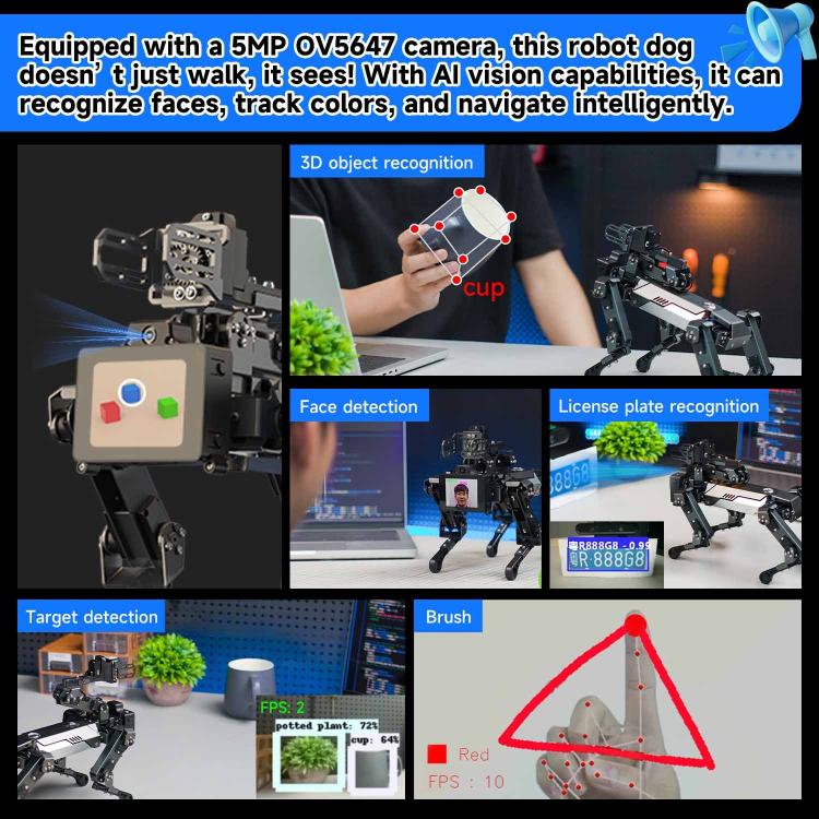 YAHBOOM DOGZILLA-Lite AI-Powered Bionic Robotic Dog 15-DOF Desktop Companion With Robotic Arm, Raspberry Pi Controlled, Multimodal AI & Visual Interaction - Robotics Accessories by YAHBOOM | Online Shopping UK | buy2fix