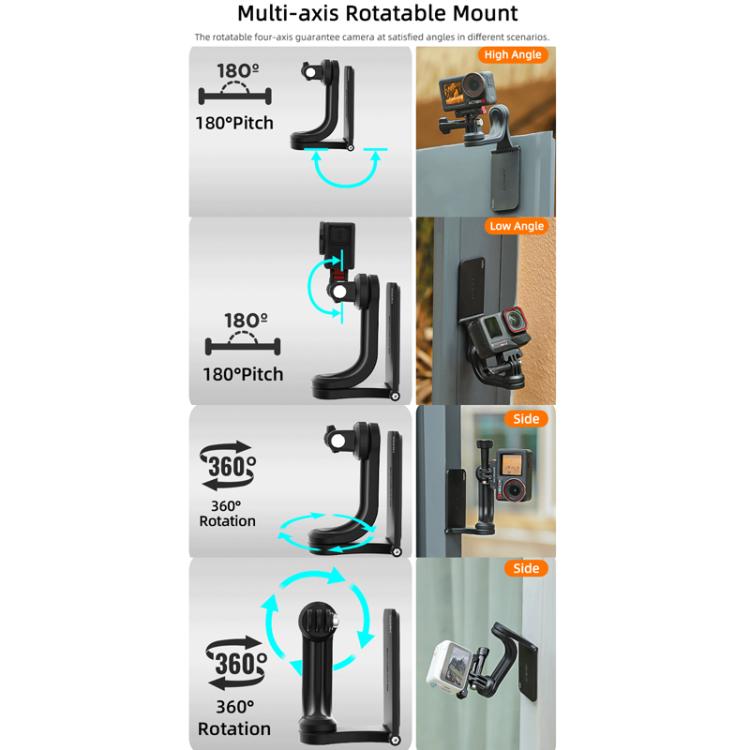 Sunnylife MJ996 Sports Camera Multi-Axis Rotating Magnetic Mount(Black) - Mount & Holder by Sunnylife | Online Shopping UK | buy2fix