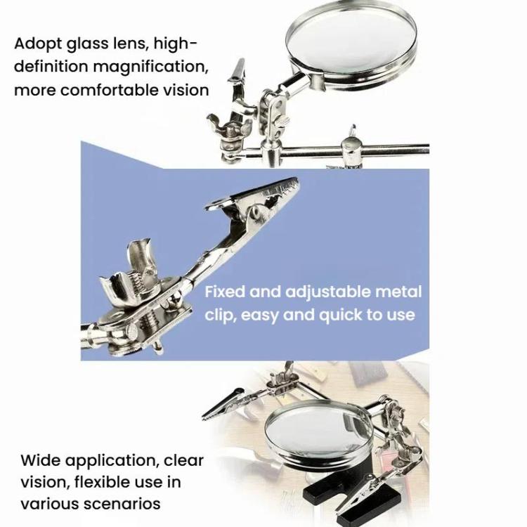 60mm Magnifying Glass With Auxiliary Clamp Soldering Iron Repair Circuit Board Desktop Magnifying Glass - Others by buy2fix | Online Shopping UK | buy2fix