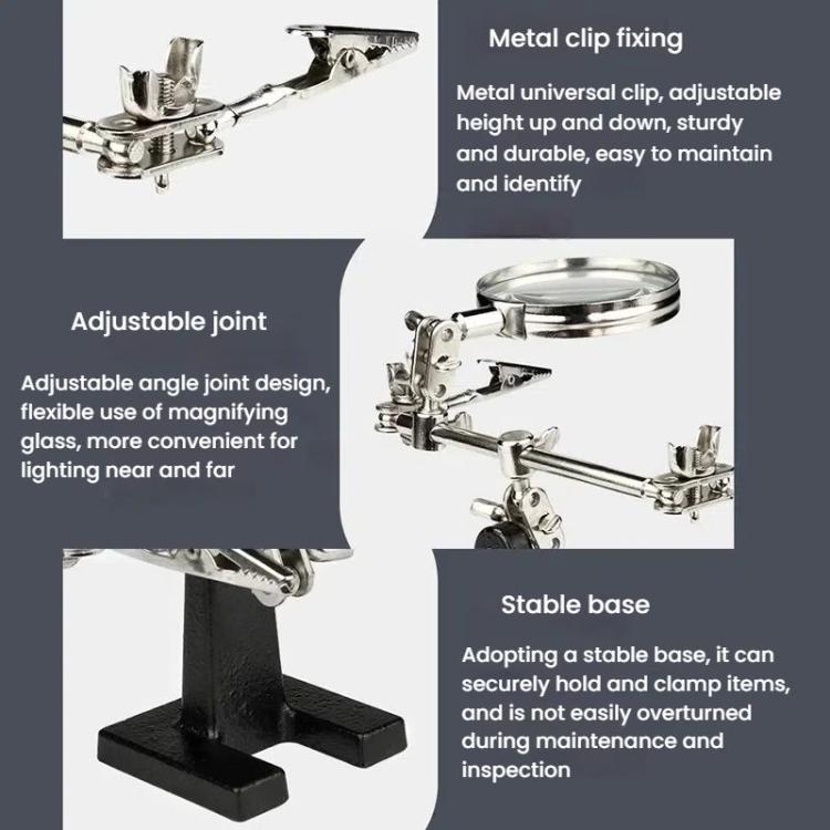 60mm Magnifying Glass With Auxiliary Clamp Soldering Iron Repair Circuit Board Desktop Magnifying Glass - Others by buy2fix | Online Shopping UK | buy2fix
