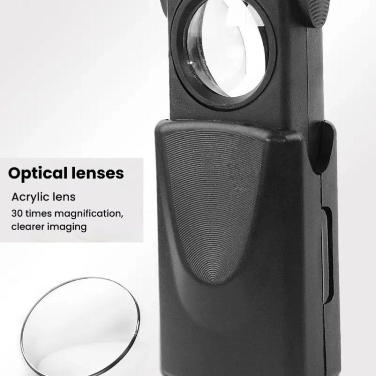 30X Jewelry Mirror Drawer-Style Telescopic Magnifying Glass With LED Lighting - Hand Held Style by buy2fix | Online Shopping UK | buy2fix