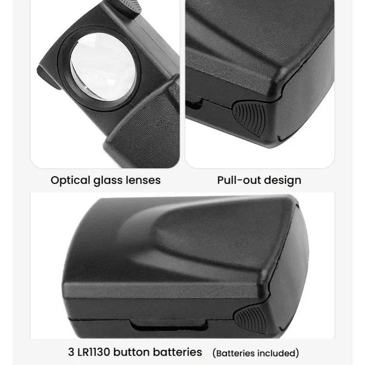 30X Jewelry Mirror Drawer-Style Telescopic Magnifying Glass With LED Lighting - Hand Held Style by buy2fix | Online Shopping UK | buy2fix