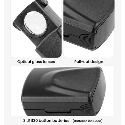 30X Jewelry Mirror Drawer-Style Telescopic Magnifying Glass With LED Lighting - Hand Held Style by buy2fix | Online Shopping UK | buy2fix