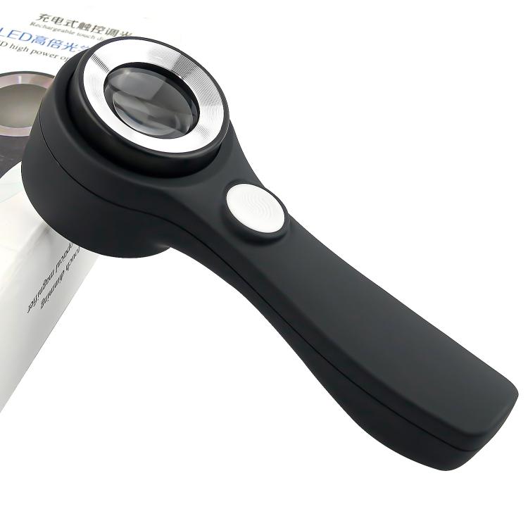 Alloy Handheld 60x USB Charging Touch Switch LED Light Optical Glass Magnifier(Silver) - Hand Held Style by buy2fix | Online Shopping UK | buy2fix