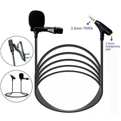 3.5mm TRRS Lavalier Microphone with Earphone Monitoring Jack Clip-on Lapel Mic 4m - Microphone by buy2fix | Online Shopping UK | buy2fix