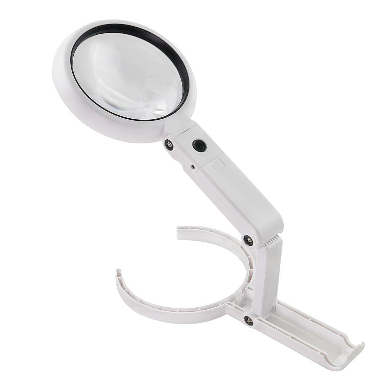 90mm 10X Foldable Handheld Magnifying Glass With 8 LED Lights - Hand Held Style by buy2fix | Online Shopping UK | buy2fix