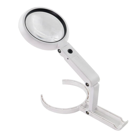 90mm 10X Foldable Handheld Magnifying Glass With 8 LED Lights - Hand Held Style by buy2fix | Online Shopping UK | buy2fix