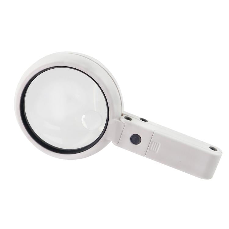 90mm 10X Foldable Handheld Magnifying Glass With 8 LED Lights - Hand Held Style by buy2fix | Online Shopping UK | buy2fix