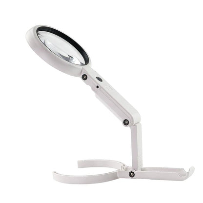 90mm 10X Foldable Handheld Magnifying Glass With 8 LED Lights - Hand Held Style by buy2fix | Online Shopping UK | buy2fix