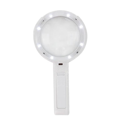 90mm 10X Foldable Handheld Magnifying Glass With 8 LED Lights - Hand Held Style by buy2fix | Online Shopping UK | buy2fix