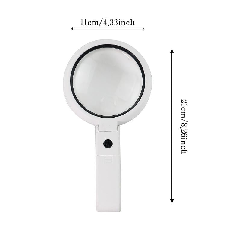 90mm 10X Foldable Handheld Magnifying Glass With 8 LED Lights - Hand Held Style by buy2fix | Online Shopping UK | buy2fix