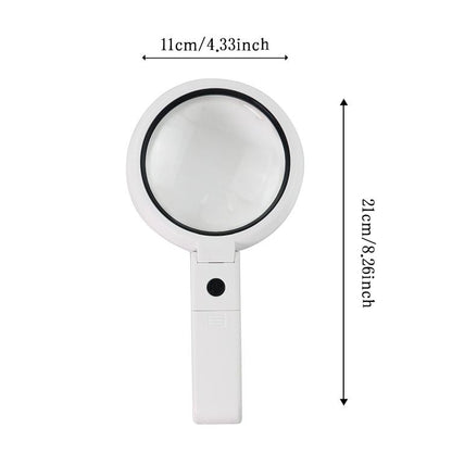 90mm 10X Foldable Handheld Magnifying Glass With 8 LED Lights - Hand Held Style by buy2fix | Online Shopping UK | buy2fix