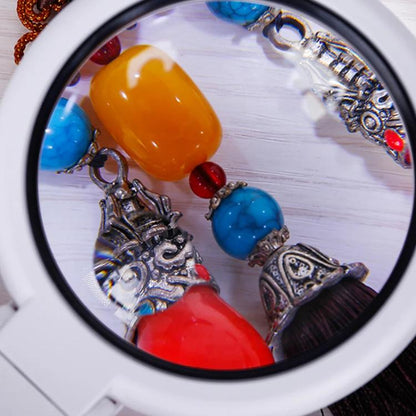 90mm 10X Foldable Handheld Magnifying Glass With 8 LED Lights - Hand Held Style by buy2fix | Online Shopping UK | buy2fix