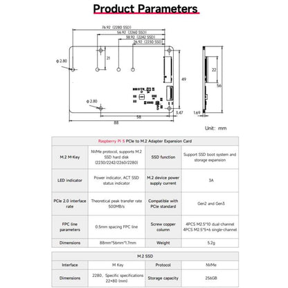 Yahboom PCIe To M.2 Adapter Expansion Board For Raspberry Pi 5 NVMe Expansion Board, Spec: Separate Board - Raspberry Pi Accessories by Yahboom | Online Shopping UK | buy2fix