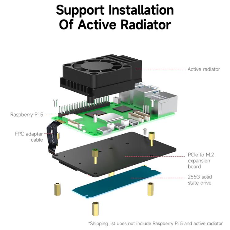Yahboom PCIe To M.2 Adapter Expansion Board For Raspberry Pi 5 NVMe Expansion Board, Spec: Separate Board - Raspberry Pi Accessories by Yahboom | Online Shopping UK | buy2fix