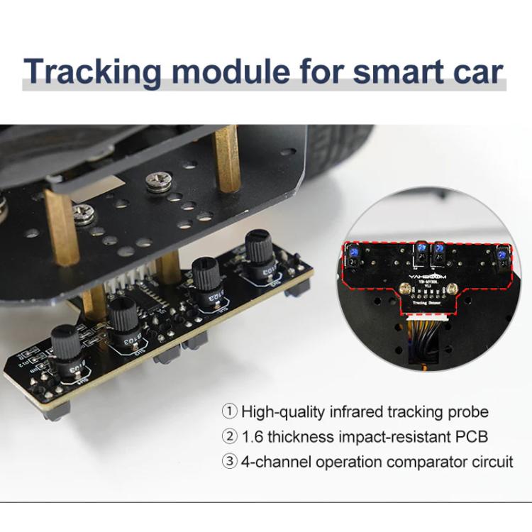 Yahboom 4 Channel Infrared Tracking Sensor Module For Smart Car Robot, Spec: With DuPont Cable+23mm Copper Column - Sensor Module by Yahboom | Online Shopping UK | buy2fix